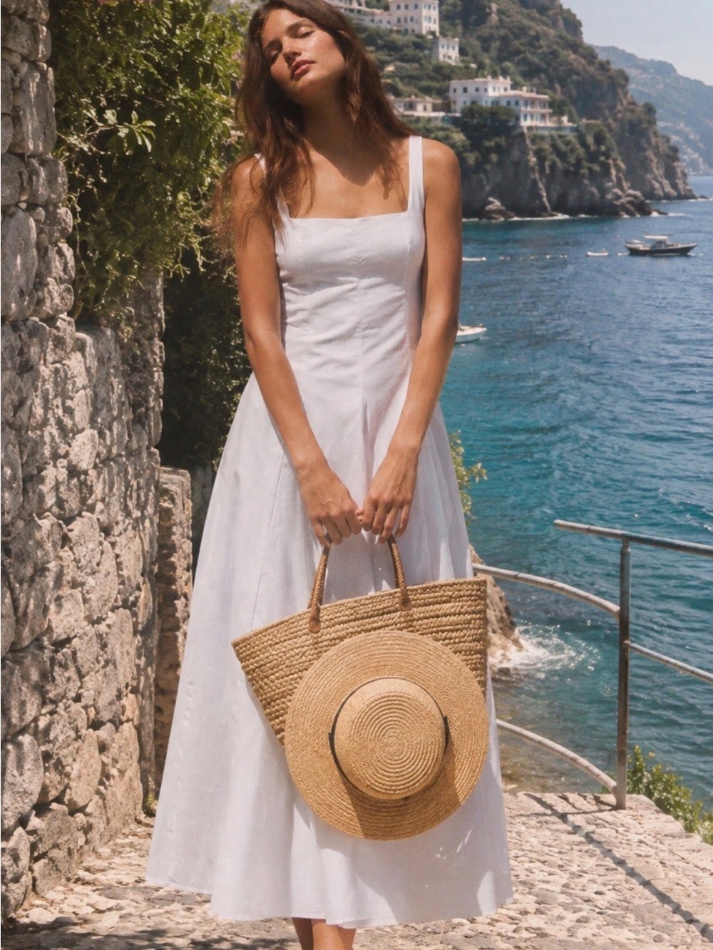 ZARA POPLIN GODET MIDI DRESS